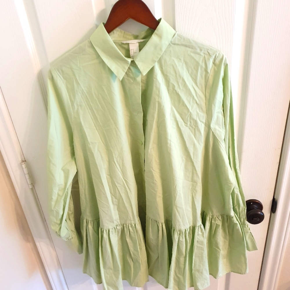 Green LongSleeve Babydoll Dress